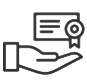 Icono que representa una mano recibiendo un documento
