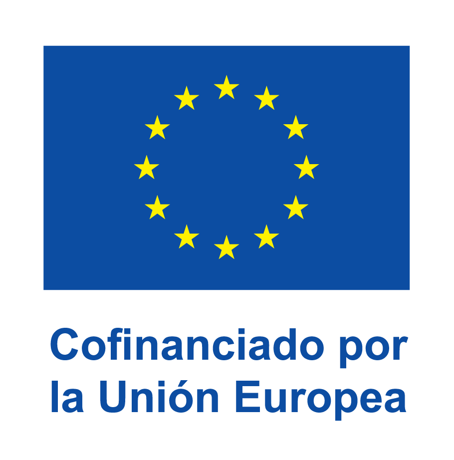 Logo de Cofinanciado por la Unión Europea (debajo de la bandera UE)